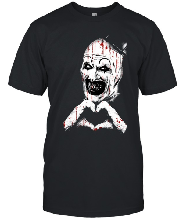 Art The Clown Heart Hands Blood Splatter Halloween Horror  Classic Men's T-shirt