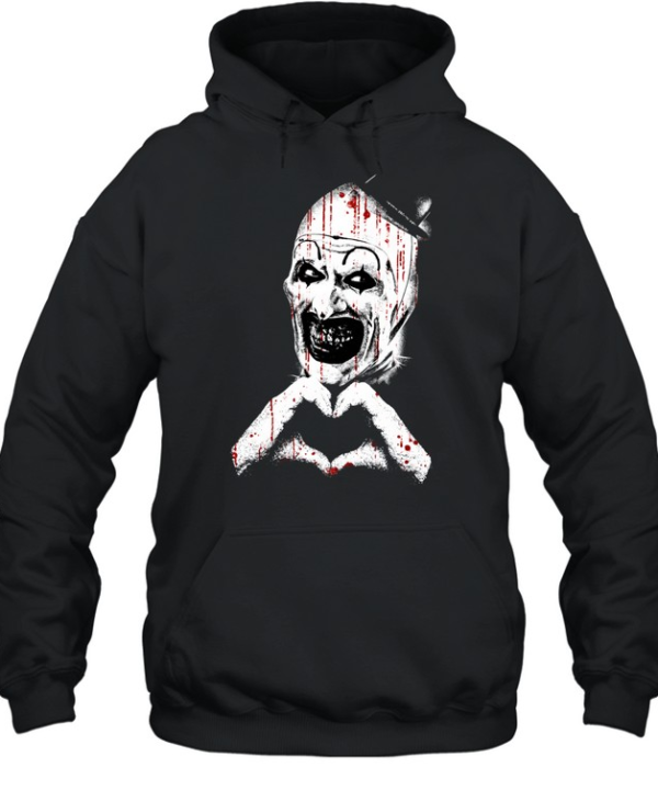 Art The Clown Heart Hands Blood Splatter Halloween Horror  Unisex Hoodie