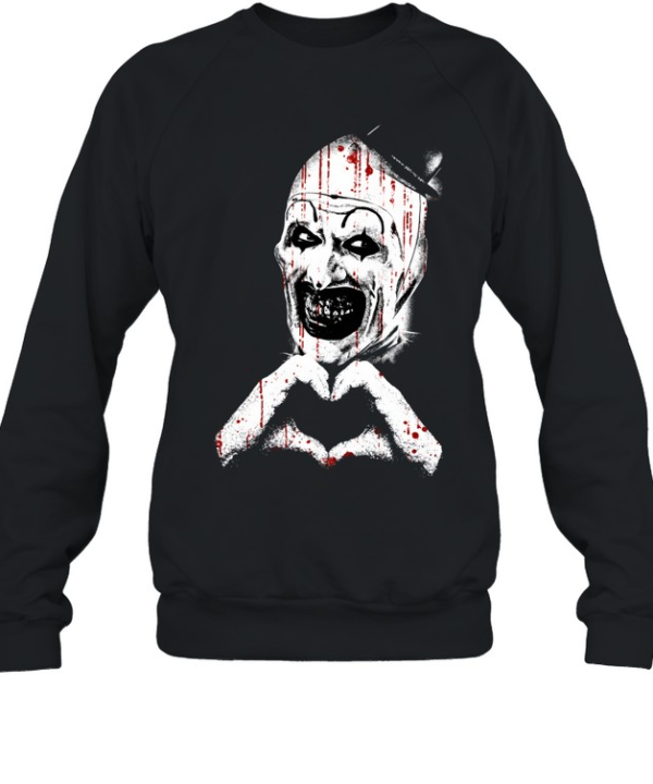 Art The Clown Heart Hands Blood Splatter Halloween Horror  Unisex Sweatshirt