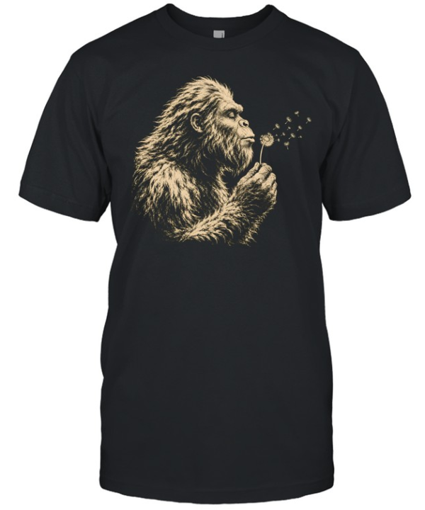 Bigfoot Blowing Dandelion Flower Sasquatch Nature Graphic Classic Men's T-shirt