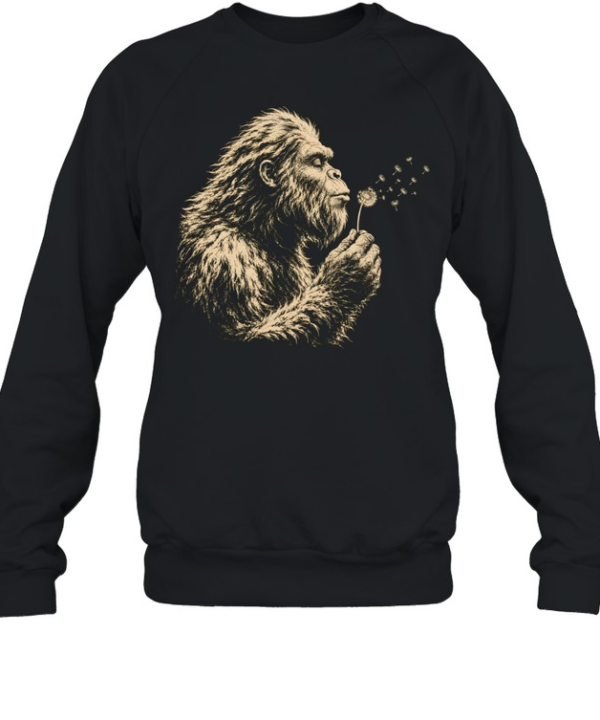 Bigfoot Blowing Dandelion Flower Sasquatch Nature Graphic  Unisex Sweatshirt