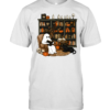 Cozy Bookworm Ghost Reading Books In Library Halloween  Classic Men's T-shirt
