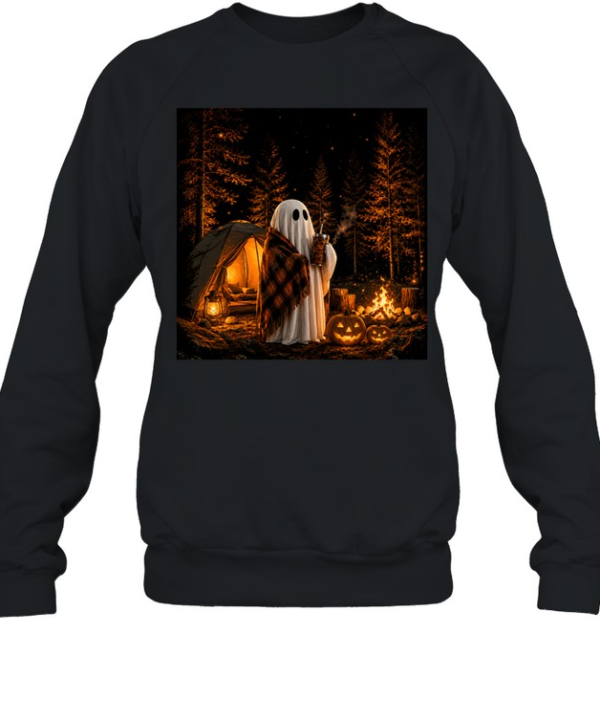Cozy Camping Ghost Campfire Pumpkin Forest Halloween  Unisex Sweatshirt