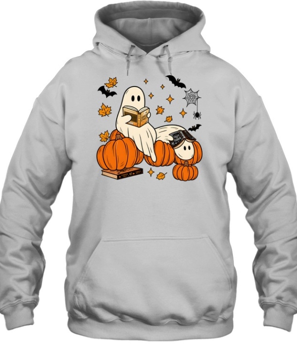 Cozy Reading Ghosts On Pumpkins Fantasy Book Lover  Unisex Hoodie