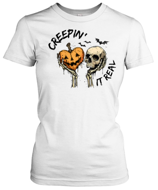 Creepy Skeleton Pumpkin Skull Halloween  Classic Women's T-shirt