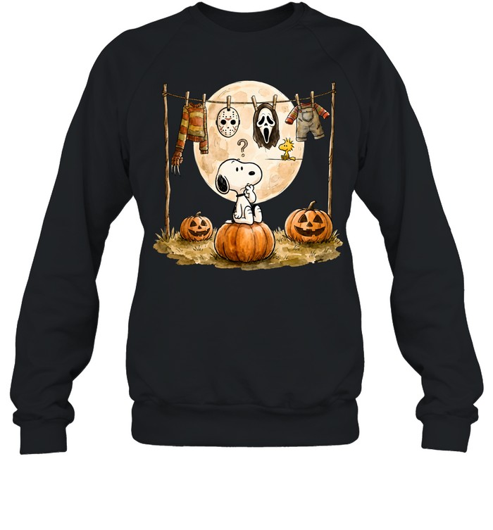 Cute Snoopy Choosing Halloween Costume Slasher Squad Graphic Unisex Sweatshirt Cute Snoopy Choosing Halloween Costume Slasher Squad Graphic Unisex Sweatshirt