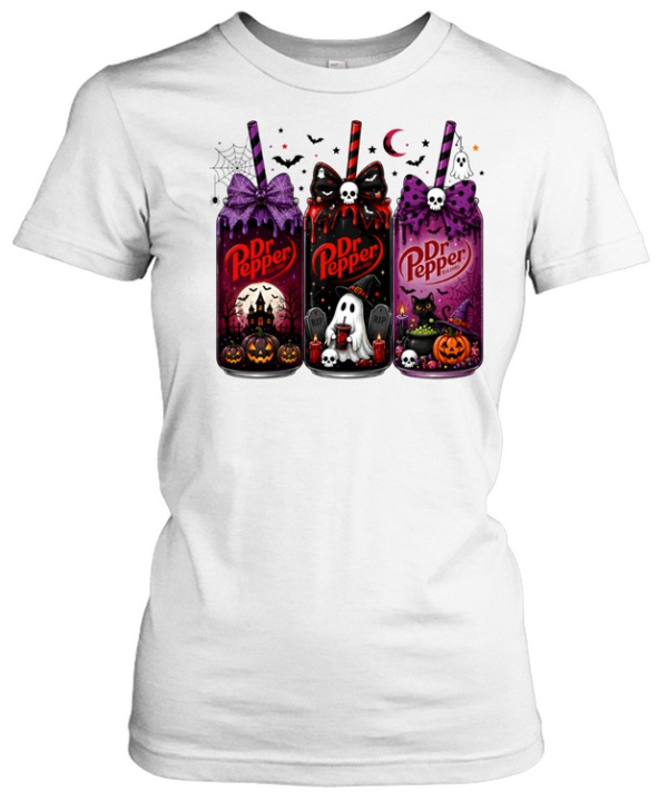 Dr Pepper Halloween Cans Ghost Witch Spooky Graphic  Classic Women's T-shirt