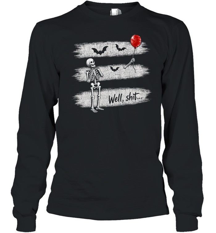 Funny Well Shit Skeleton Lost Arm Red Balloon Halloween Long Sleeved T-shirt