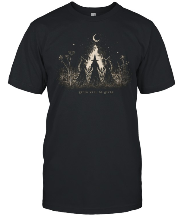 Girls Will Be Girls Three Witches Bonfire Ritual Halloween  Classic Men's T-shirt