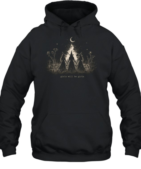 Girls Will Be Girls Three Witches Bonfire Ritual Halloween Unisex Hoodie
