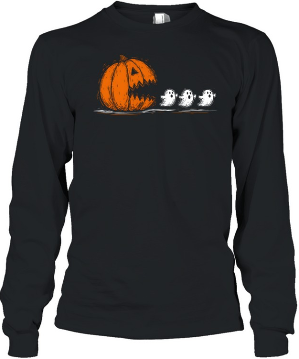 Halloween Pumpkin Eat Ghost  Long Sleeved T-shirt