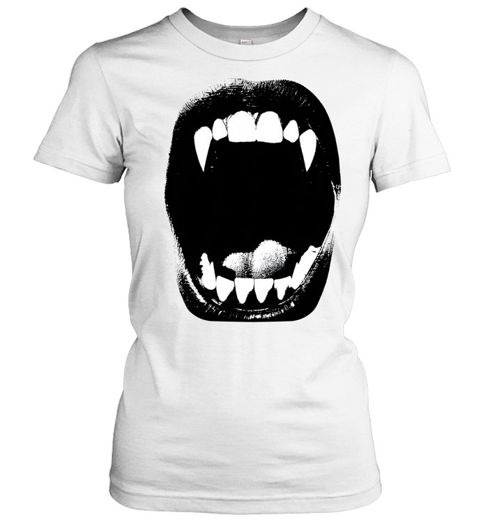High-Contrast Vampire Fangs Screaming Mouth Gothic Grunge Classic Women's T-shirt