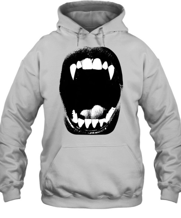 High-Contrast Vampire Fangs Screaming Mouth Gothic Grunge Unisex Hoodie