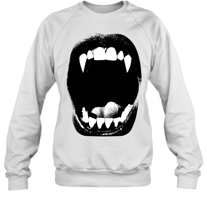 High-Contrast Vampire Fangs Screaming Mouth Gothic Grunge Unisex Sweatshirt High-Contrast Vampire Fangs Screaming Mouth Gothic Grunge Unisex Sweatshirt