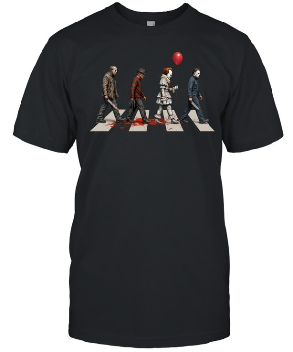 Horror Movie Abbey Road Parody Slasher Walking Crosswalk  Classic Men's T-shirt