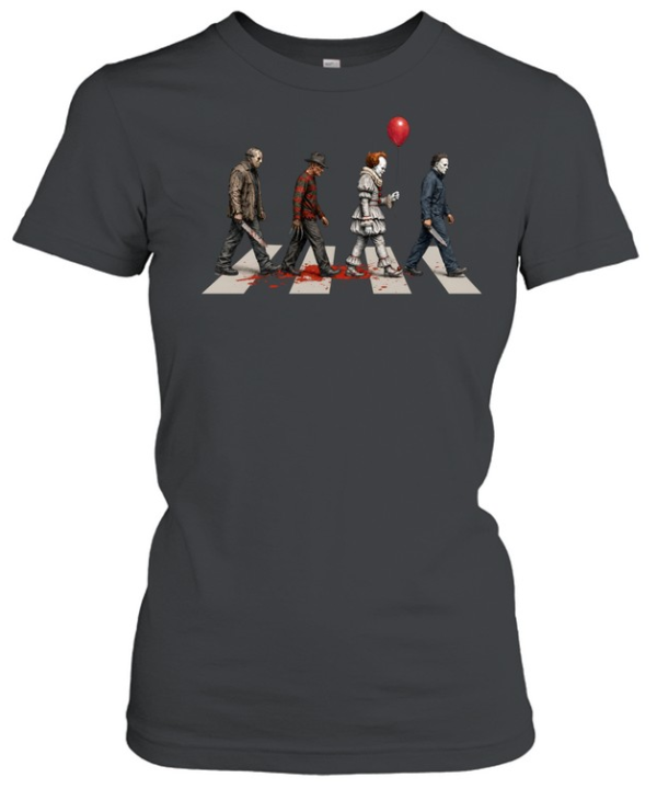 Horror Movie Abbey Road Parody Slasher Walking Crosswalk  Classic Women's T-shirt