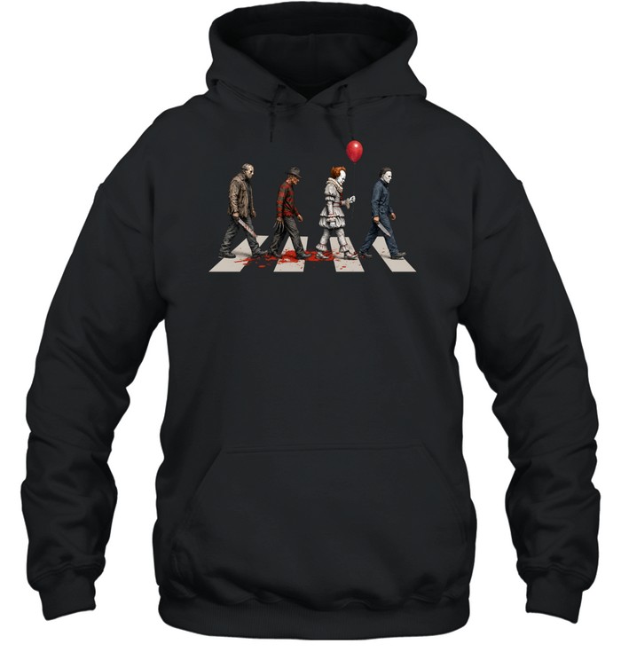 Horror Movie Abbey Road Parody Slasher Walking Crosswalk Unisex Hoodie Horror Movie Abbey Road Parody Slasher Walking Crosswalk Unisex Hoodie