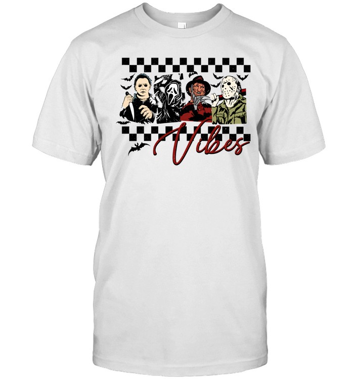 Horror Movie Vibes Slasher Squad Michael Myers Jason Ghostface Freddy Classic Men's T-shirt Horror Movie Vibes Slasher Squad Michael Myers Jason Ghostface Freddy Classic Men's T-shirt