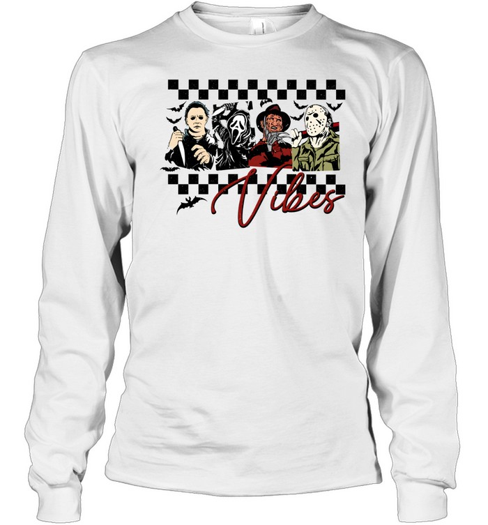 Horror Movie Vibes Slasher Squad Michael Myers Jason Ghostface Freddy Long Sleeved T-shirt
