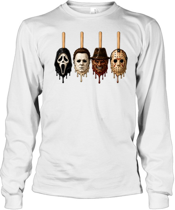 Horror Slasher Popsicles Freddy Jason Michael Ghostface  Long Sleeved T-shirt