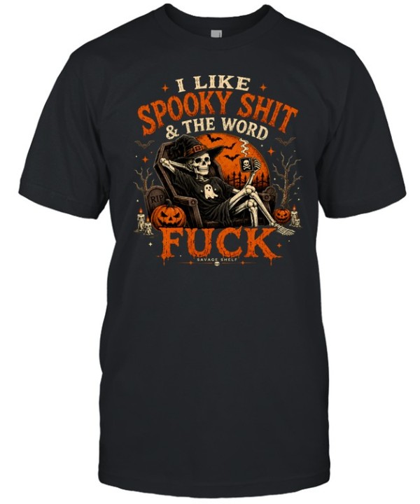 I Like Spooky Shit & The Word Fuck Halloween Skeleton Pumpkin Tee Classic Men's T-shirt