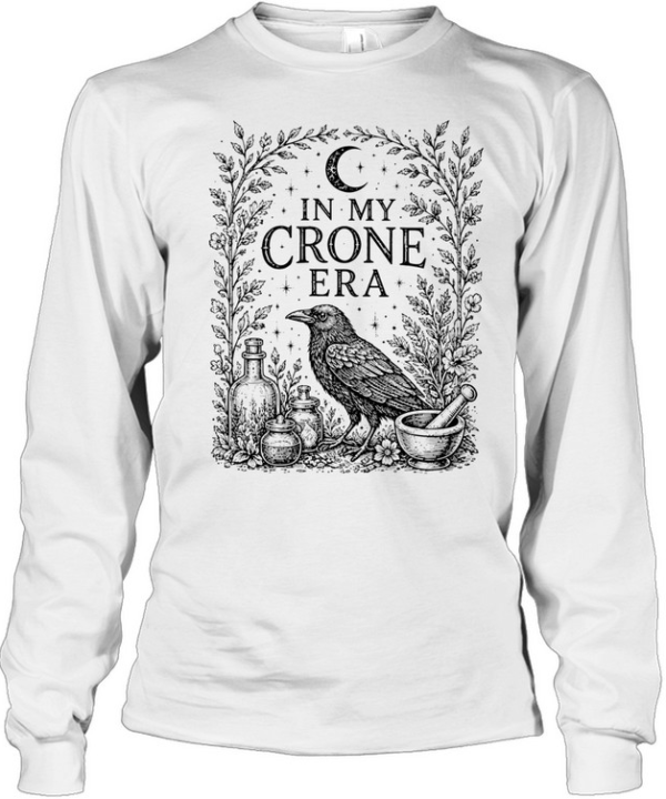 In My Crone Era Vintage Raven Apothecary Botanical Sage  Long Sleeved T-shirt