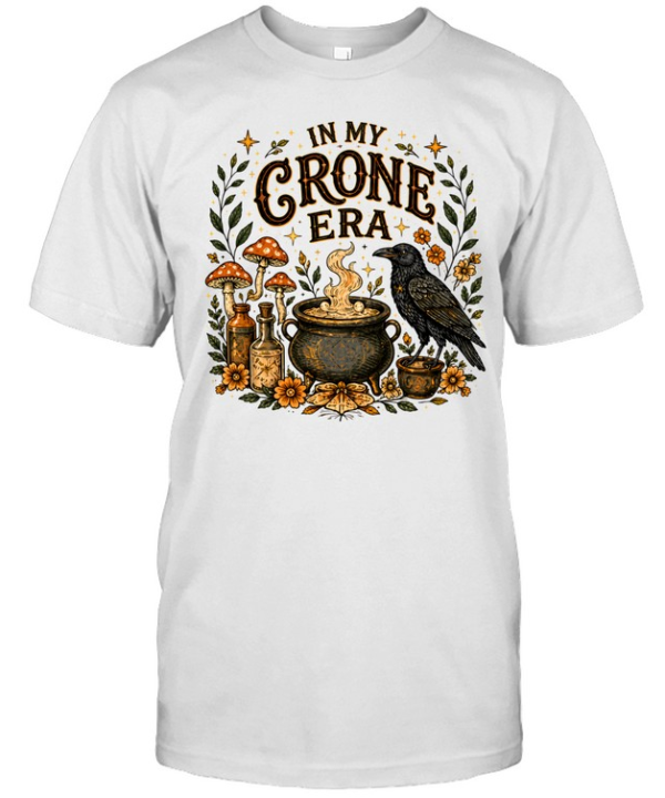 In My Crone Era Vintage Witchy Cauldron Raven Terracotta  Classic Men's T-shirt