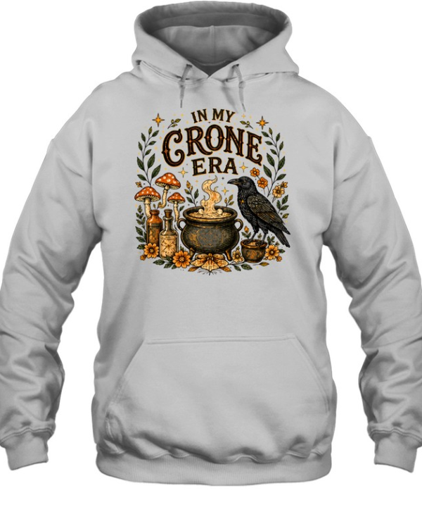 In My Crone Era Vintage Witchy Cauldron Raven Terracotta  Unisex Hoodie