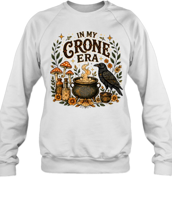 In My Crone Era Vintage Witchy Cauldron Raven Terracotta  Unisex Sweatshirt