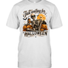 Just Waiting For Halloween Skeleton Drinking Coffee Pumpkin  Classic Men's T-shirt