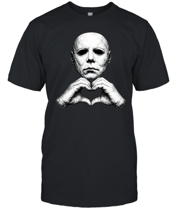 Michael Myers Heart Hands Funny Halloween Slasher Graphic  Classic Men's T-shirt