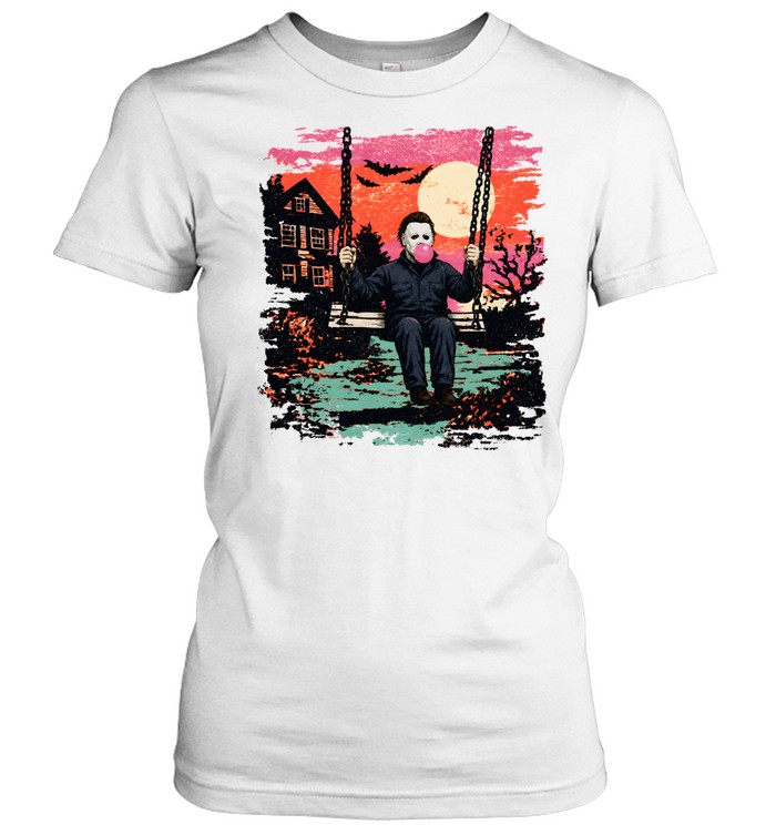 Michael Myers On Swing Blowing Bubble Gum Halloween Classic Women's T-shirt