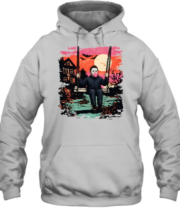 Michael Myers On Swing Blowing Bubble Gum Halloween Unisex Hoodie