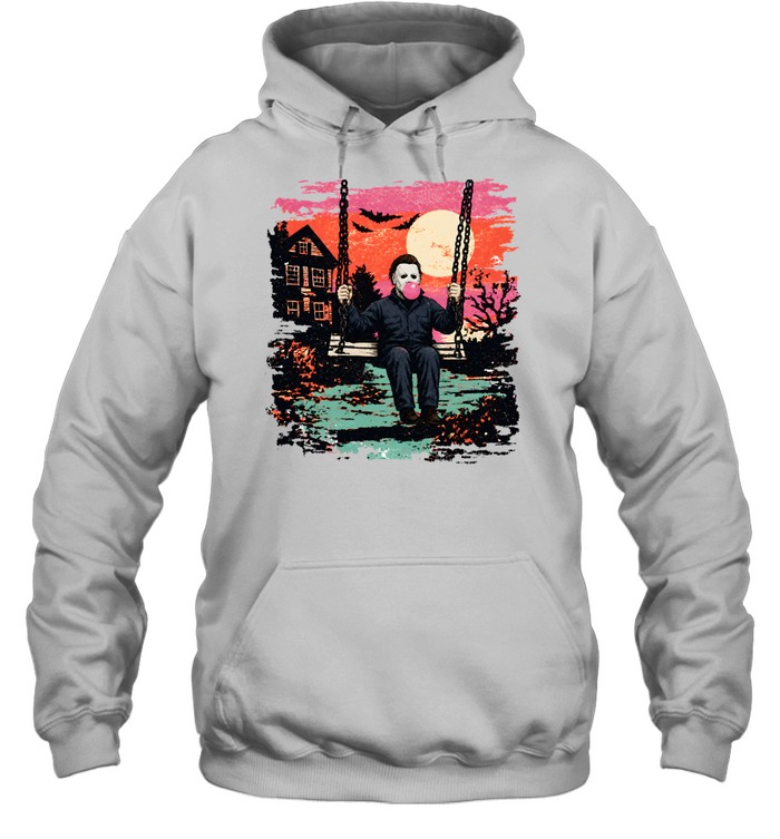 Michael Myers On Swing Blowing Bubble Gum Halloween Unisex Hoodie Michael Myers On Swing Blowing Bubble Gum Halloween Unisex Hoodie
