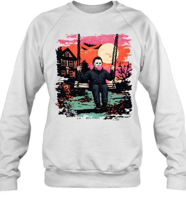 Michael Myers On Swing Blowing Bubble Gum Halloween Unisex Sweatshirt