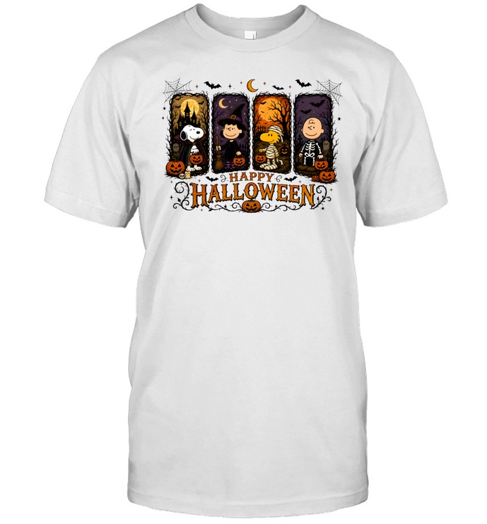 Peanuts Happy Halloween Snoopy Woodstock Charlie Brown Costume Classic Men's T-shirt Peanuts Happy Halloween Snoopy Woodstock Charlie Brown Costume Classic Men's T-shirt