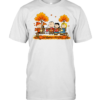 Peanuts Snoopy Autumn Fall Sitting On Bench Drinking Coffee Classic Men's T-shirt