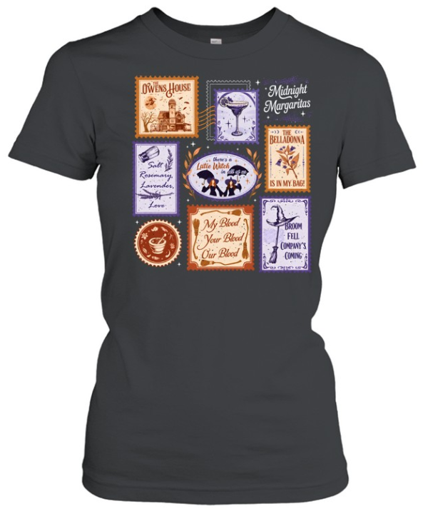 Practical Magic Stamps Owens House Midnight Margaritas Halloween  Classic Women's T-shirt