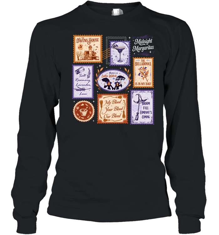 Practical Magic Stamps Owens House Midnight Margaritas Halloween Long Sleeved T-shirt