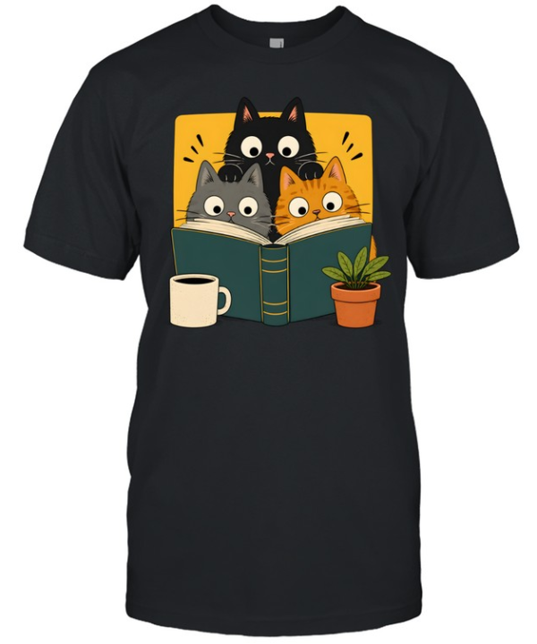 Retro Curious Reading Cats  Classic Men's T-shirt