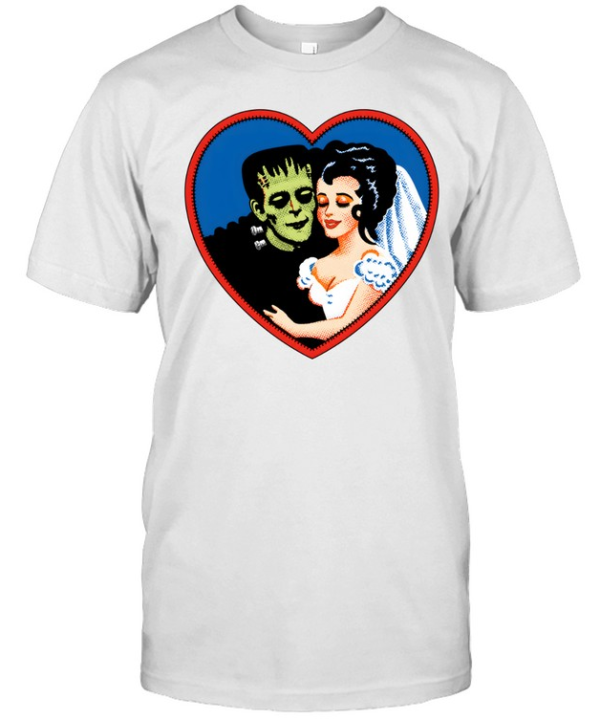 Retro Frankenstein Monster Couple Heart Graphic Tee Classic Men's T-shirt