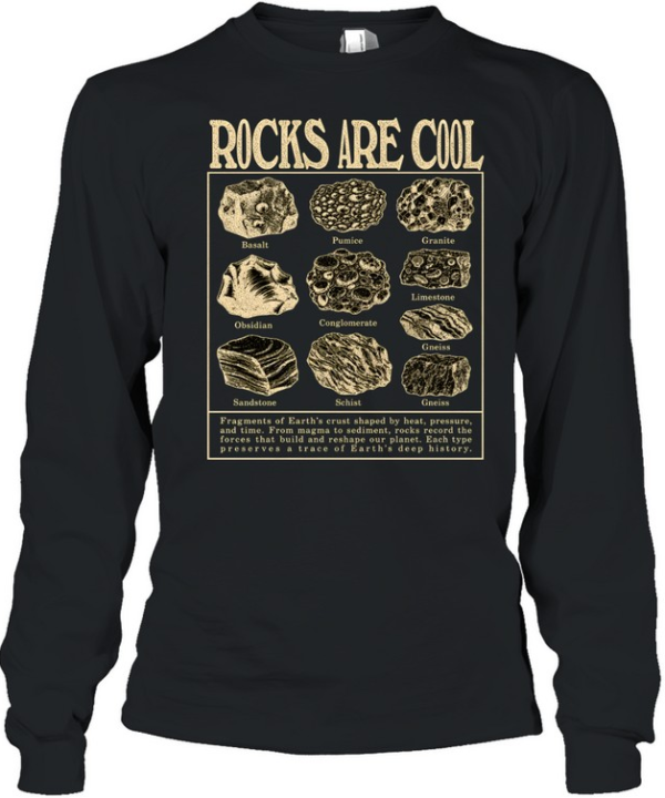 Rocks Are Cool Vintage Geology Field Guide Chart  Long Sleeved T-shirt
