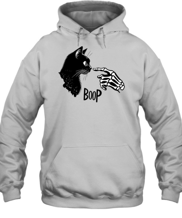 Skeleton Hand Boop Black Cat Cute Halloween  Unisex Hoodie
