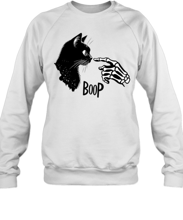 Skeleton Hand Boop Black Cat Cute Halloween  Unisex Sweatshirt