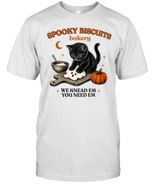 Spooky Biscuits Bakery Black Cat Kneading Ghost Dough Classic Men's T-shirt