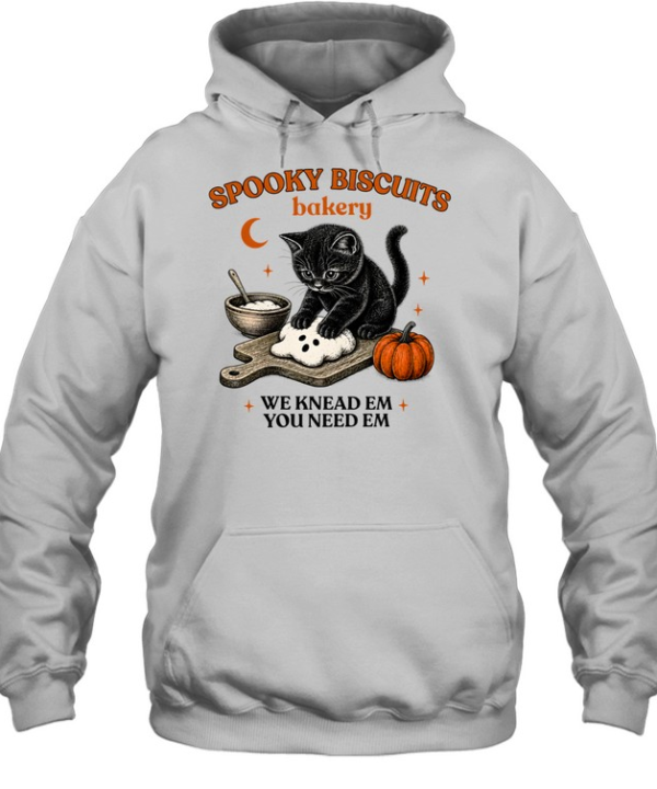 Spooky Biscuits Bakery Black Cat Kneading Ghost Dough  Unisex Hoodie