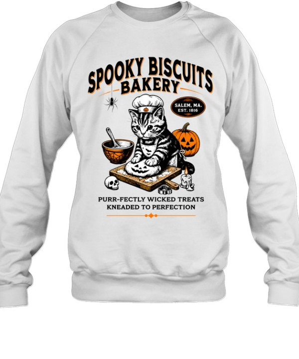 Spooky Biscuits Bakery Cat Kneading Dough Halloween  Unisex Sweatshirt