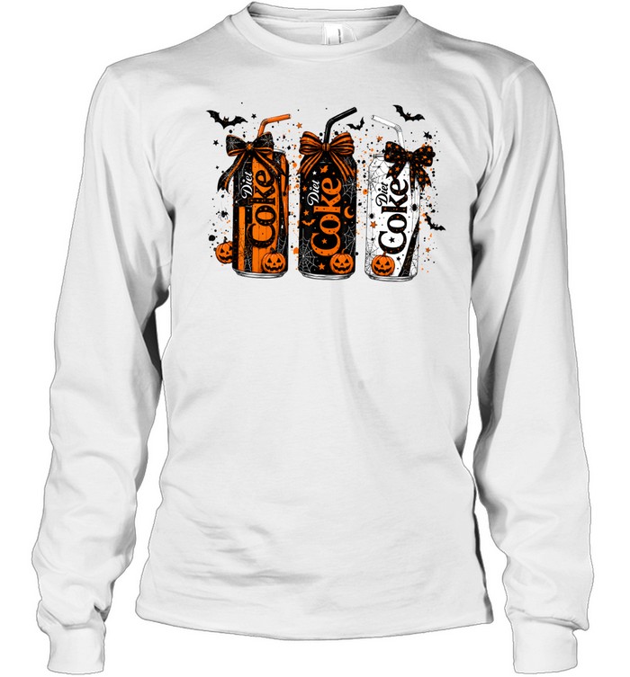 Spooky Diet Soda Cans Halloween Bows Graphic Long Sleeved T-shirt