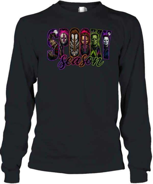 Spooky Season Horror Slasher Squad Freddy Jason Pennywise Chucky  Long Sleeved T-shirt