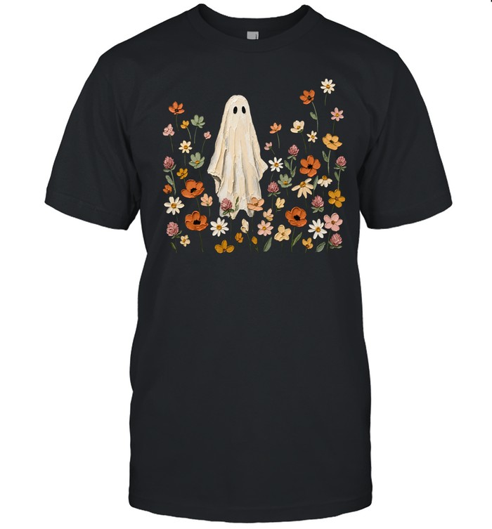 Textured Impasto Ghost in Wildflower Meadow Halloween Classic Men's T-shirt Textured Impasto Ghost in Wildflower Meadow Halloween Classic Men's T-shirt